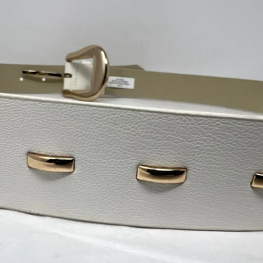 Juicy Couture Buckle Belt Women Size L / XL White 100% Polyurethane Gold Tone